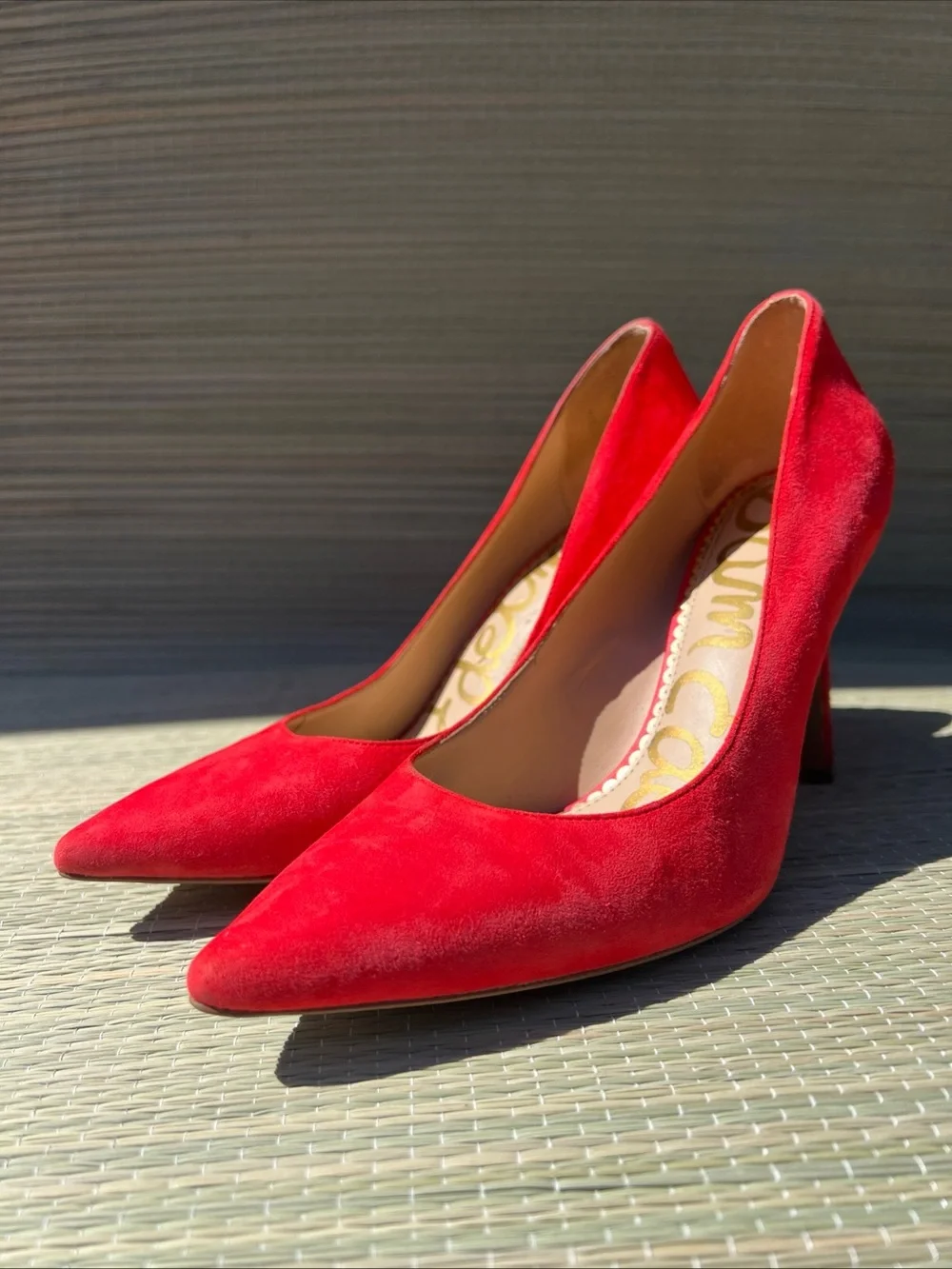 Sam Edelman Red Suede Pointed-Toe Pumps
